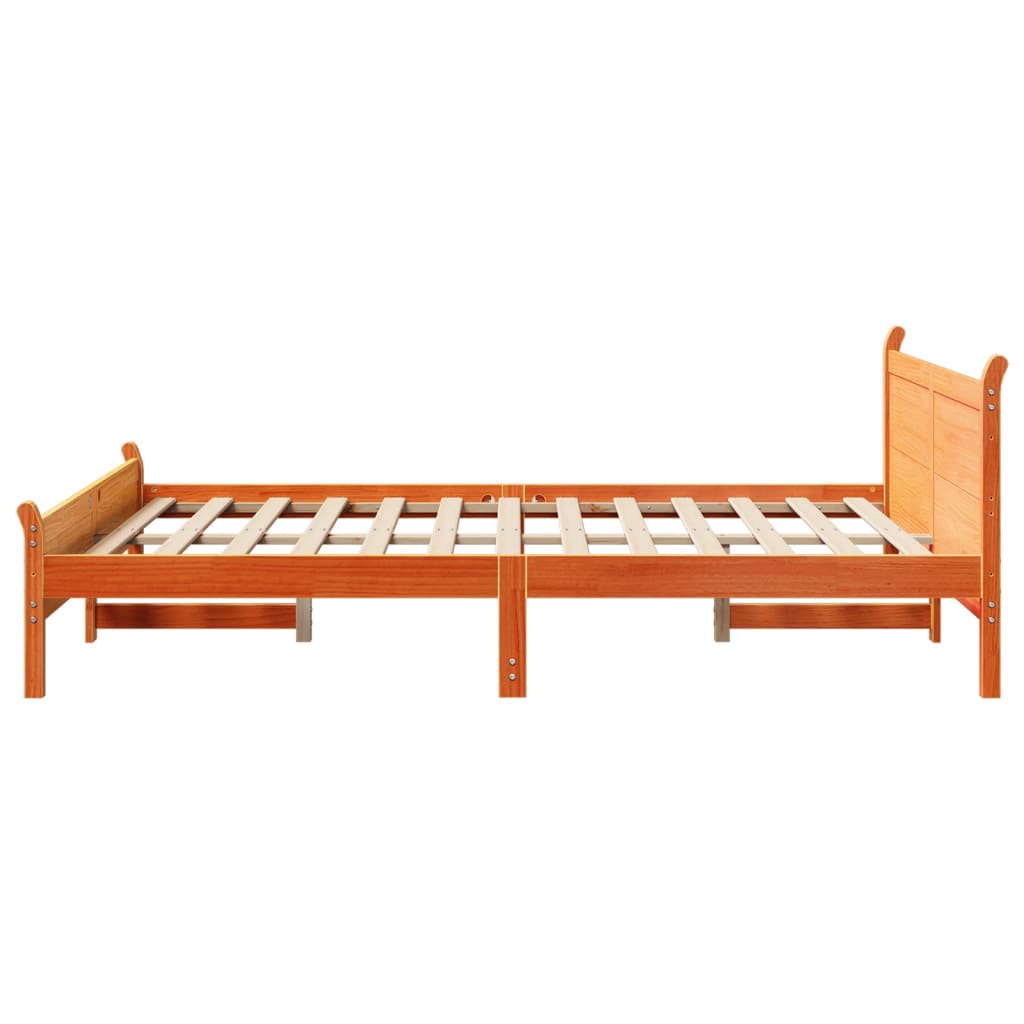 sengeramme uden madras 150x200 cm massivt fyrretræ gyldenbrun