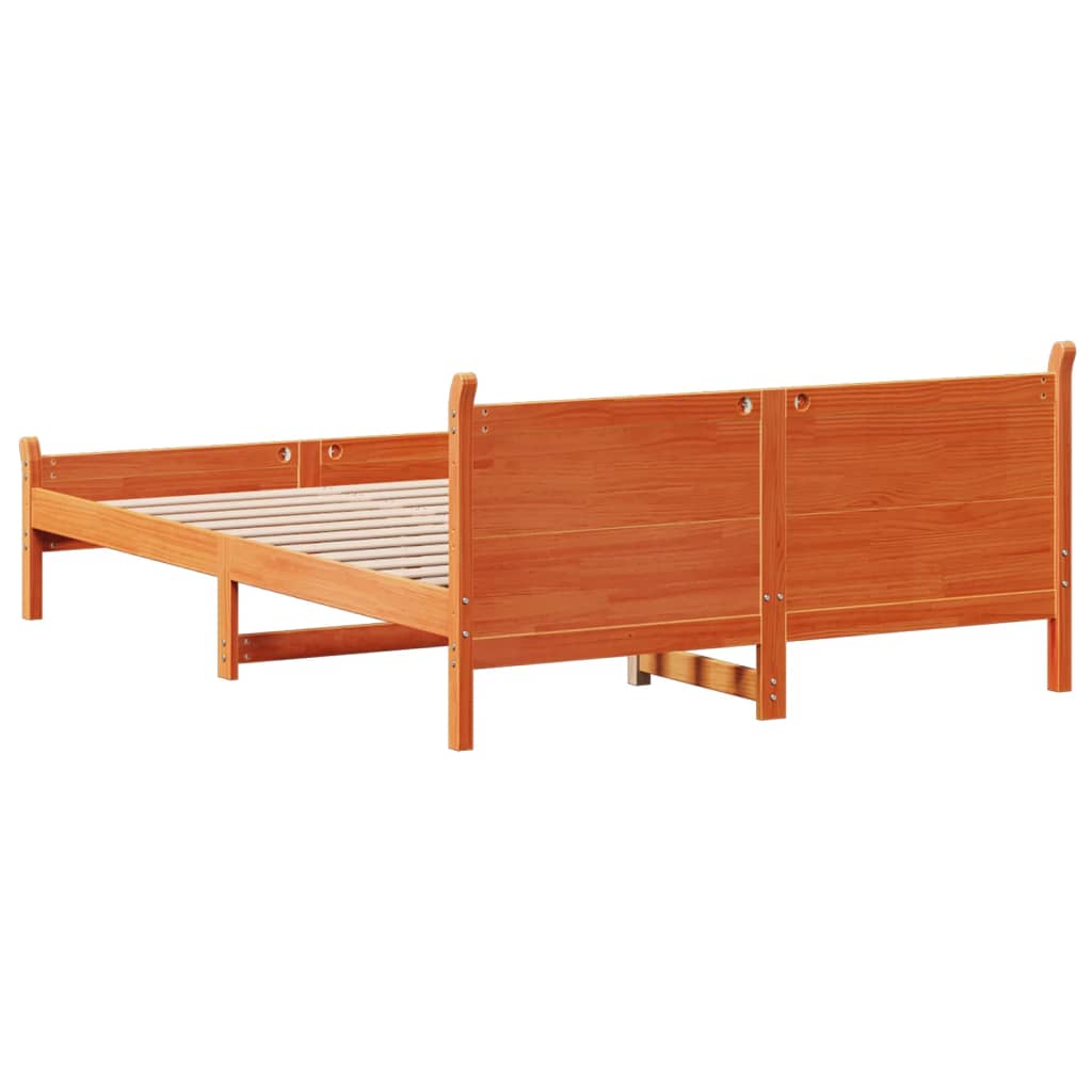 sengeramme uden madras 150x200 cm massivt fyrretræ gyldenbrun