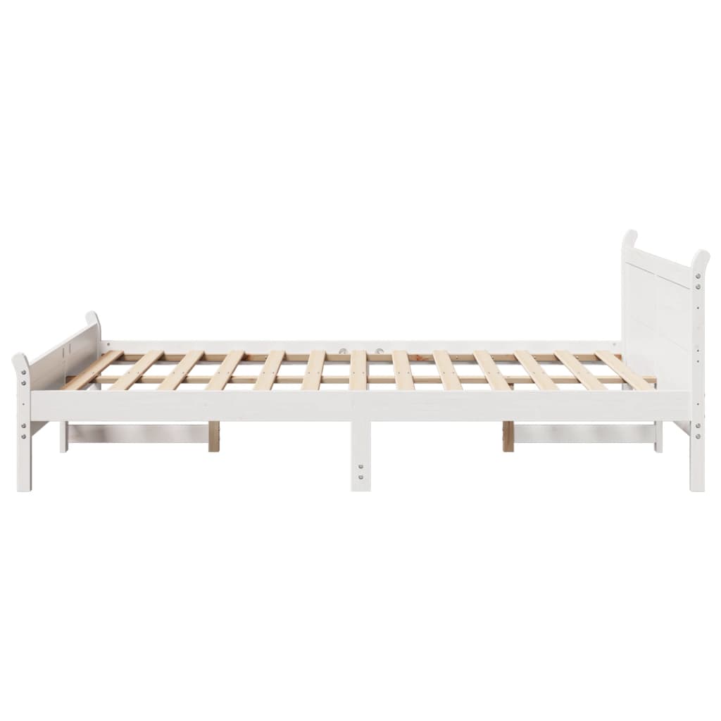 sengeramme uden madras 120x200 cm massivt fyrretræ hvid