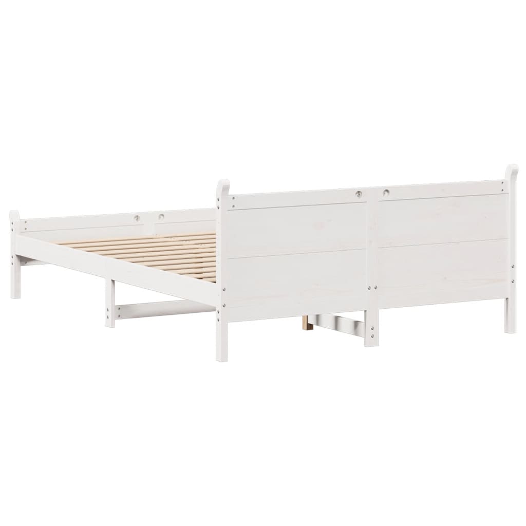 sengeramme uden madras 120x200 cm massivt fyrretræ hvid