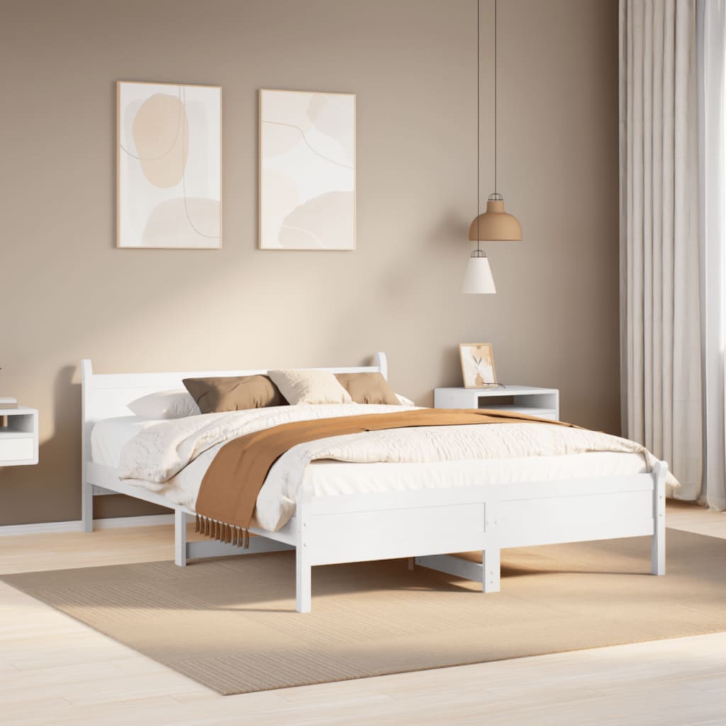sengeramme uden madras 120x200 cm massivt fyrretræ hvid