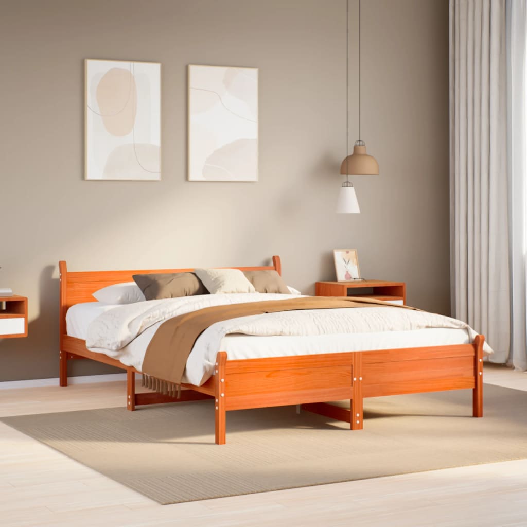 sengeramme uden madras 120x200 cm massivt fyrretræ gyldenbrun