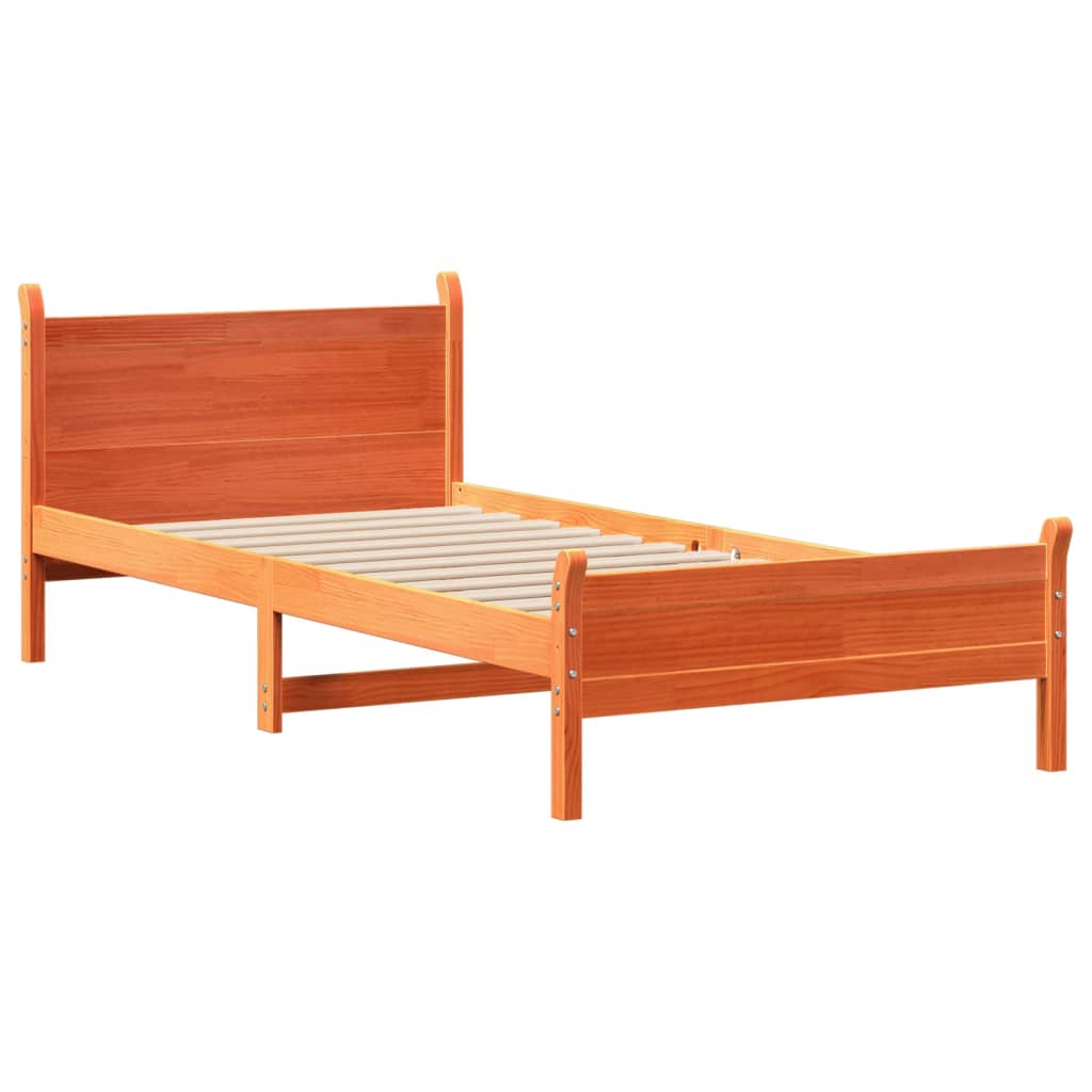sengeramme uden madras 100x200 cm massivt fyrretræ gyldenbrun