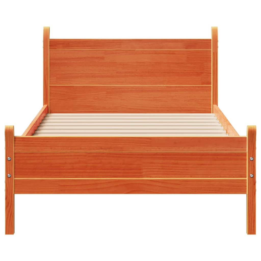 sengeramme uden madras 100x200 cm massivt fyrretræ gyldenbrun