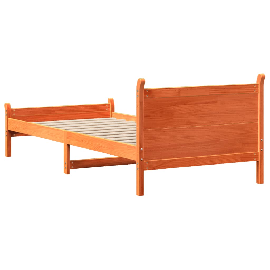 sengeramme uden madras 100x200 cm massivt fyrretræ gyldenbrun