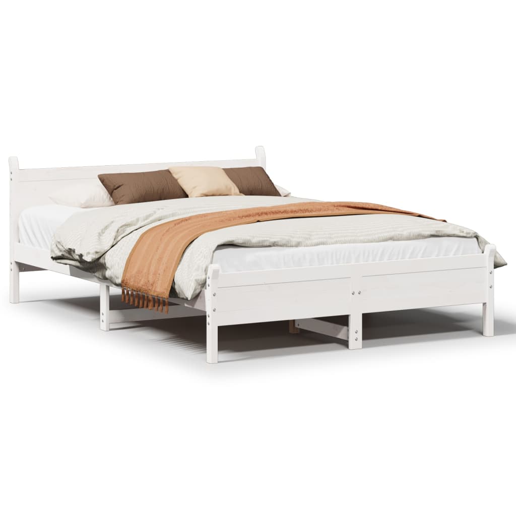 sengeramme uden madras 140x190 cm massivt fyrretræ hvid