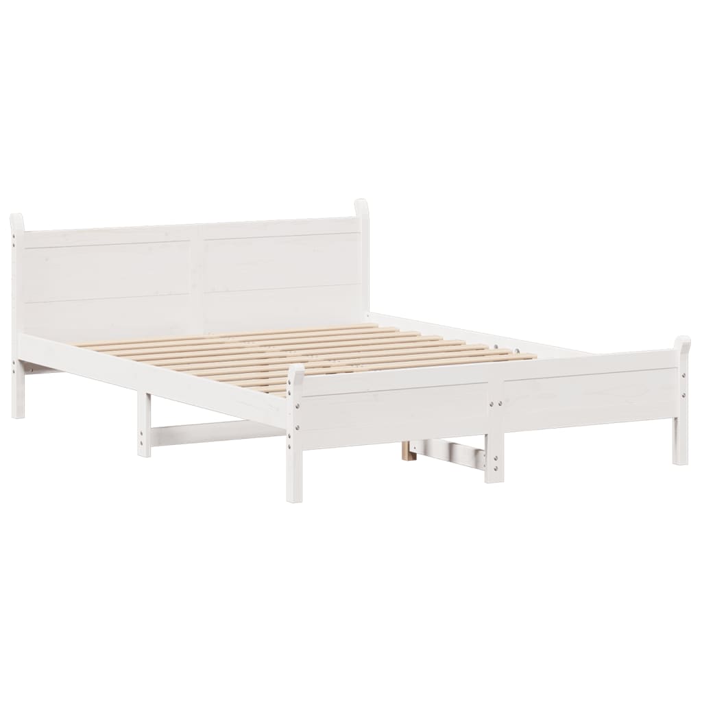 sengeramme uden madras 140x190 cm massivt fyrretræ hvid