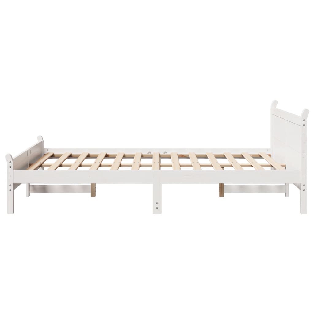 sengeramme uden madras 140x190 cm massivt fyrretræ hvid