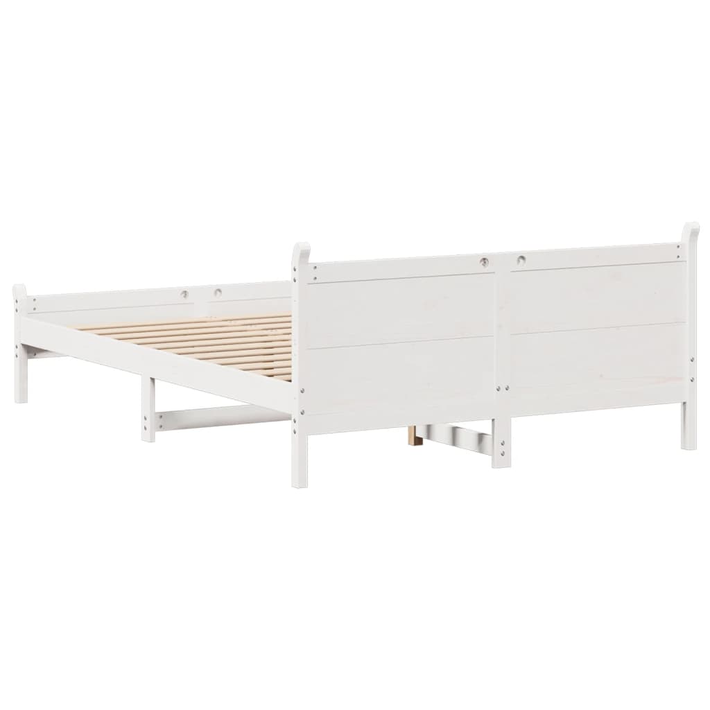 sengeramme uden madras 140x190 cm massivt fyrretræ hvid