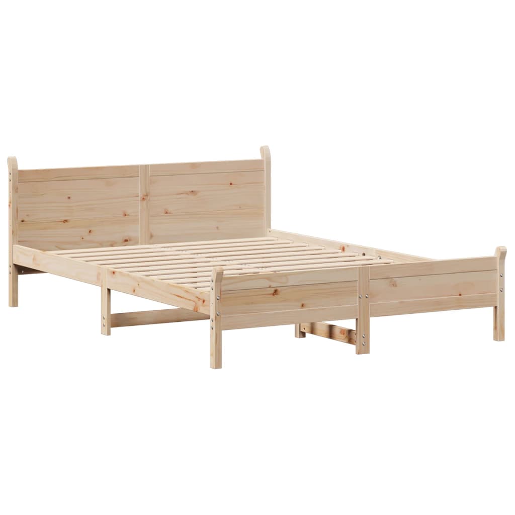sengeramme uden madras 135x190 cm massivt fyrretræ hvid