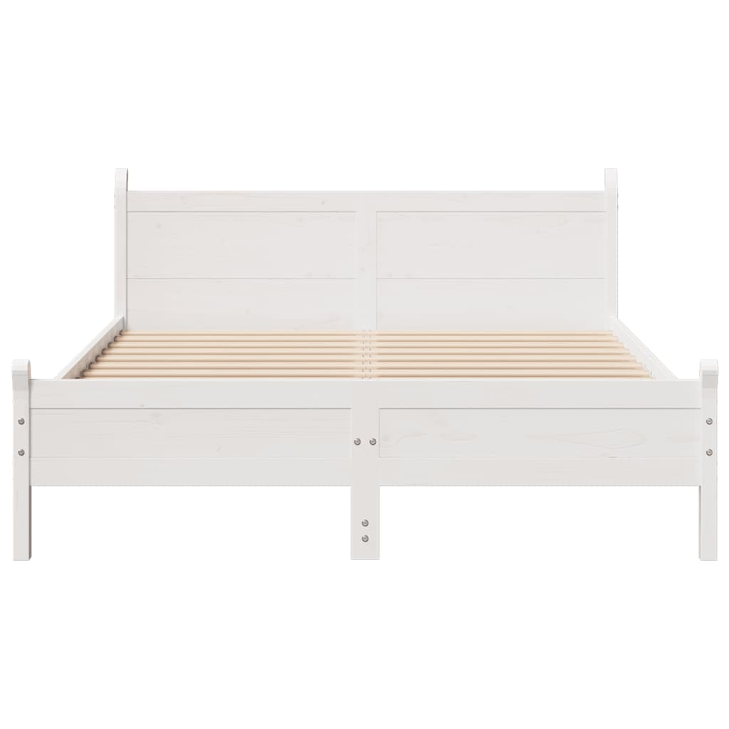 sengeramme uden madras 135x190 cm massivt fyrretræ hvid