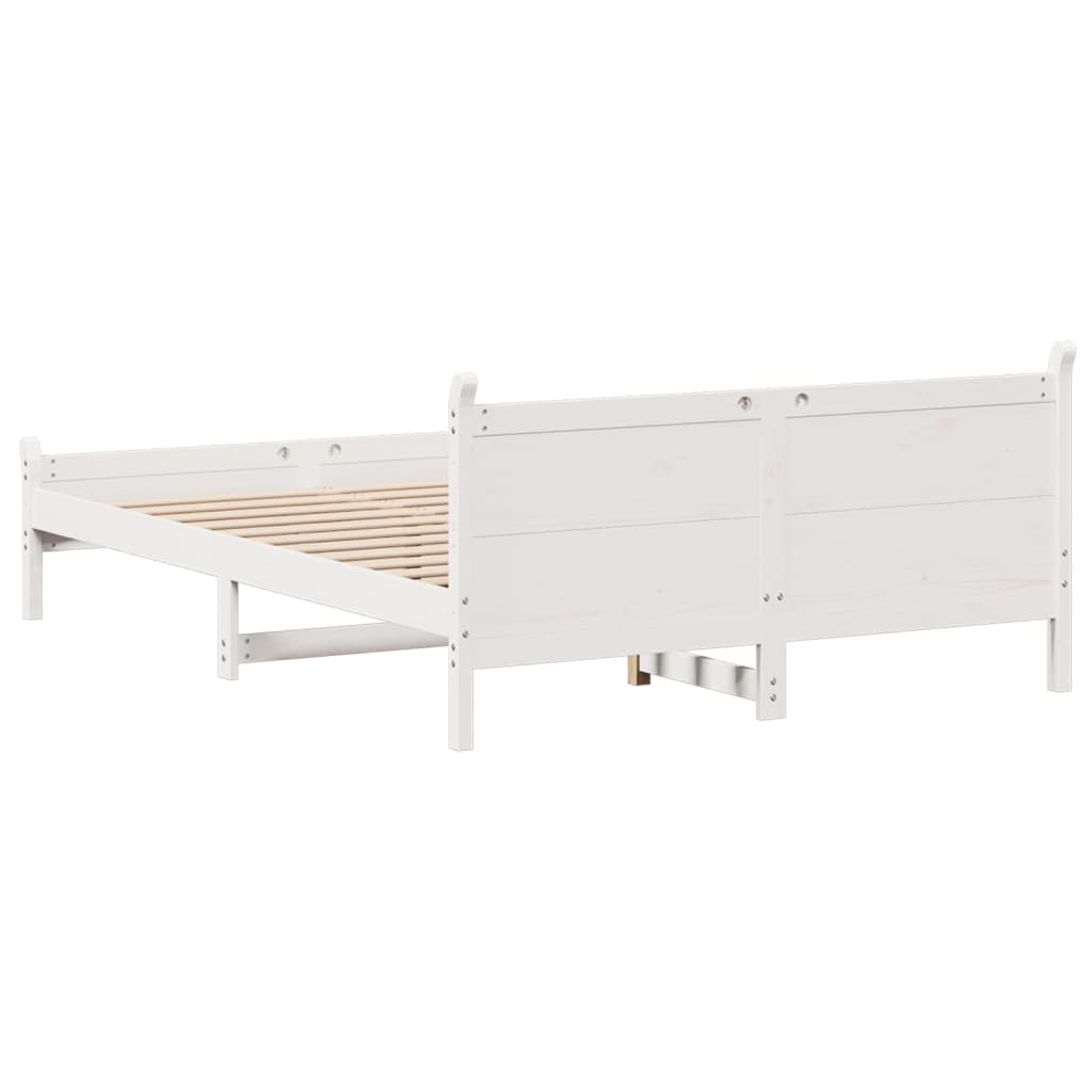 sengeramme uden madras 135x190 cm massivt fyrretræ hvid