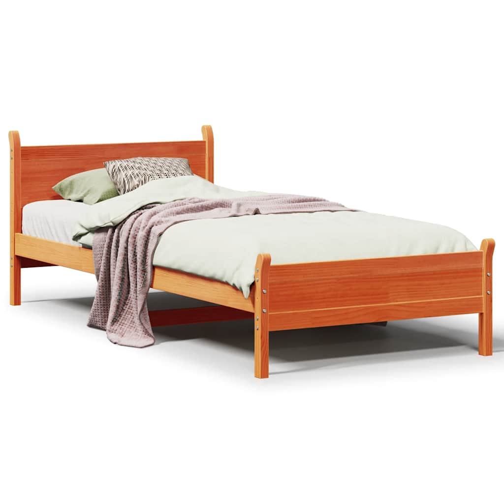 sengeramme uden madras 75x190 cm massivt fyrretræ gyldenbrun
