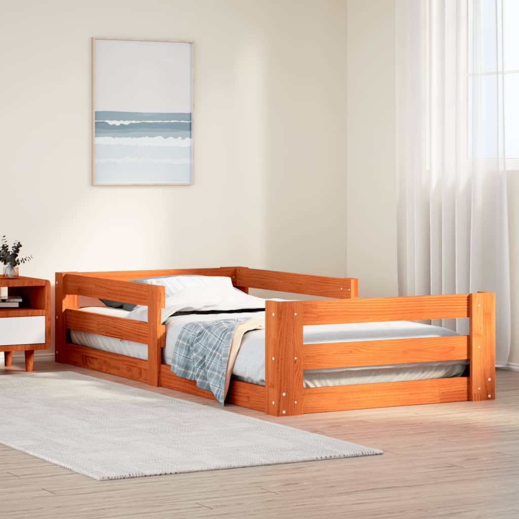 sengeramme uden madras 80x200 cm massivt fyrretræ gyldenbrun