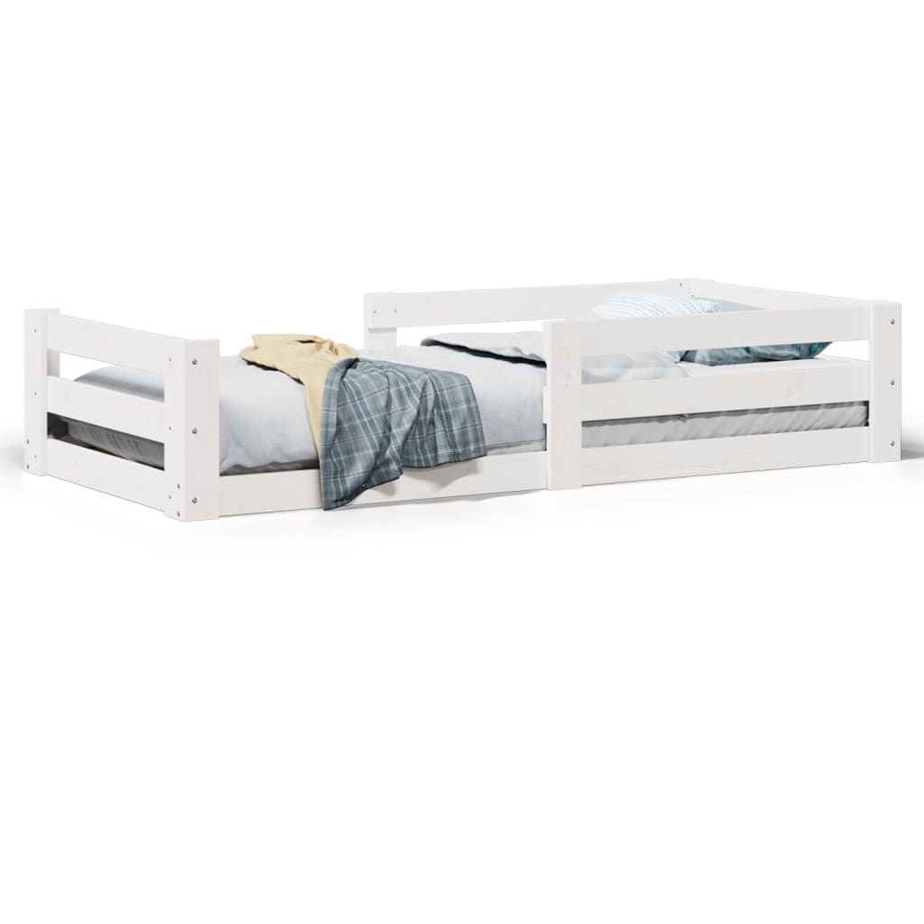 sengeramme uden madras 70x140 cm massivt fyrretræ hvid