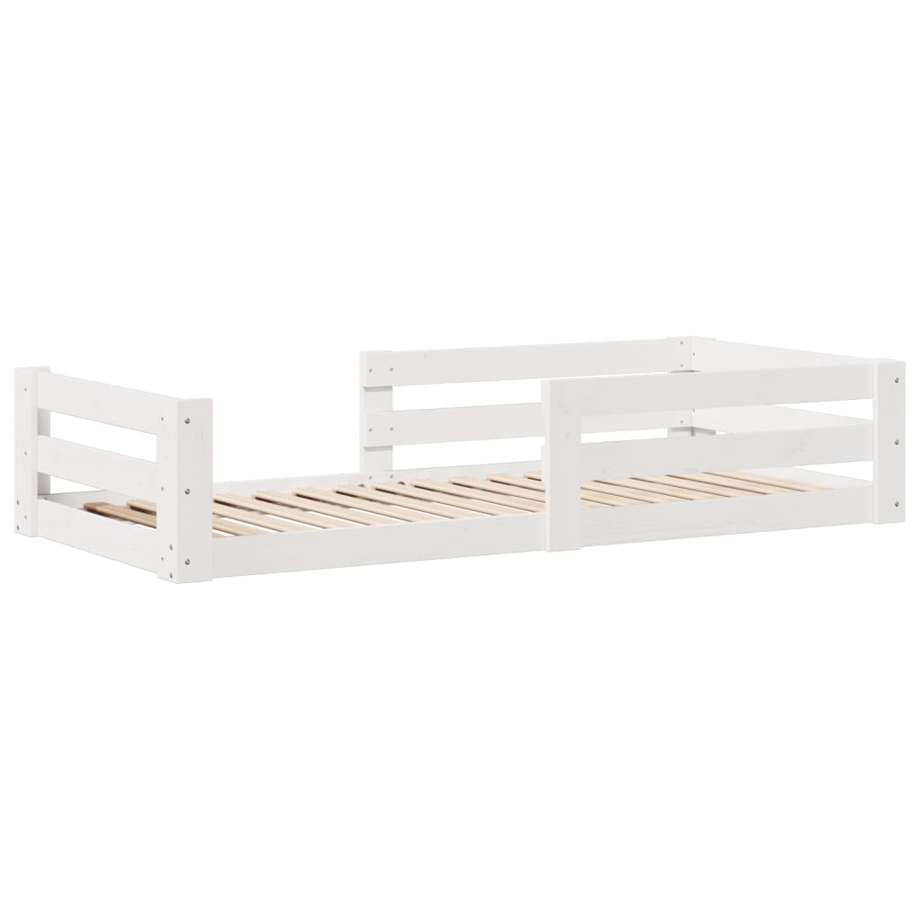 sengeramme uden madras 70x140 cm massivt fyrretræ hvid