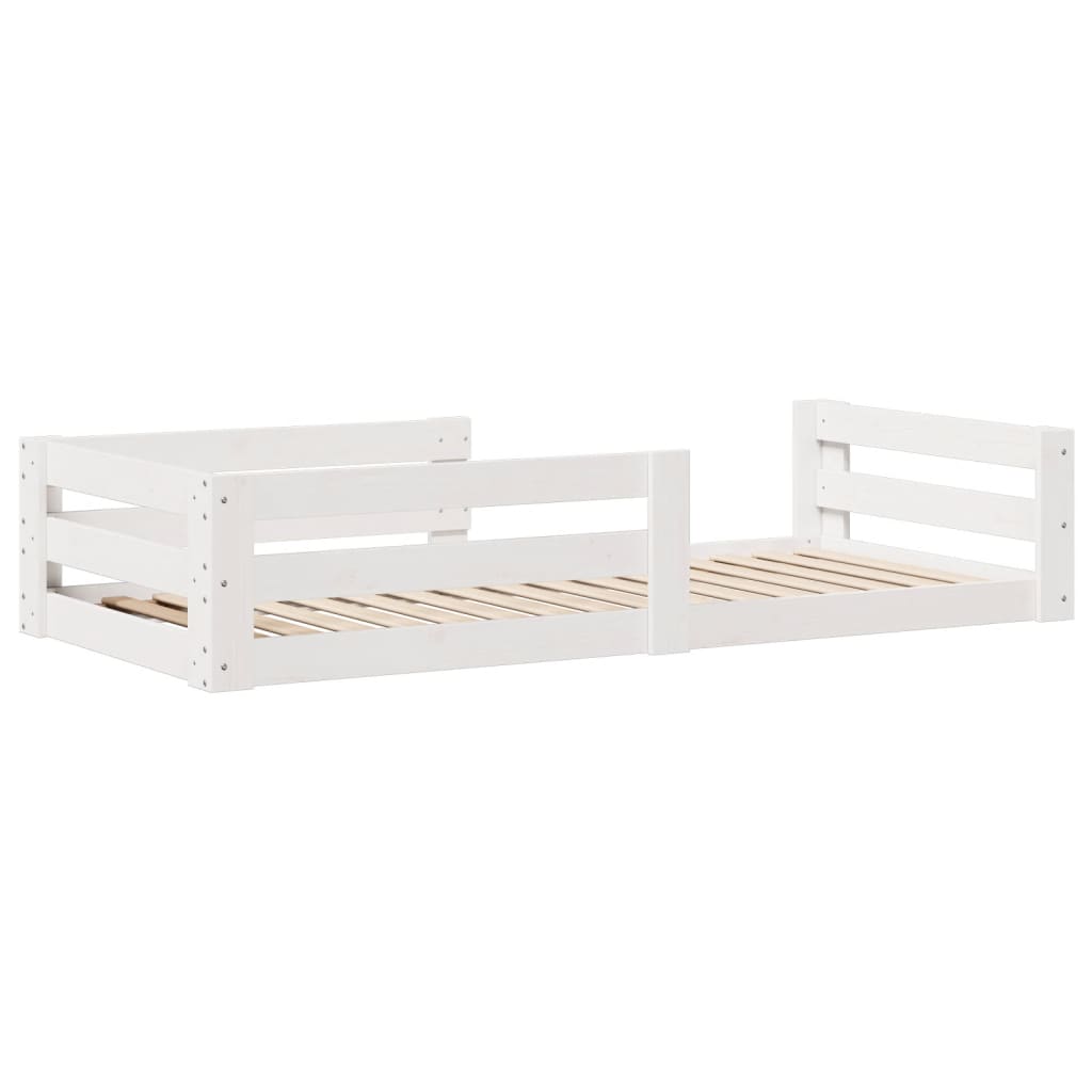 sengeramme uden madras 70x140 cm massivt fyrretræ hvid