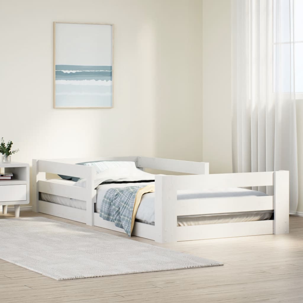 sengeramme uden madras 70x140 cm massivt fyrretræ hvid