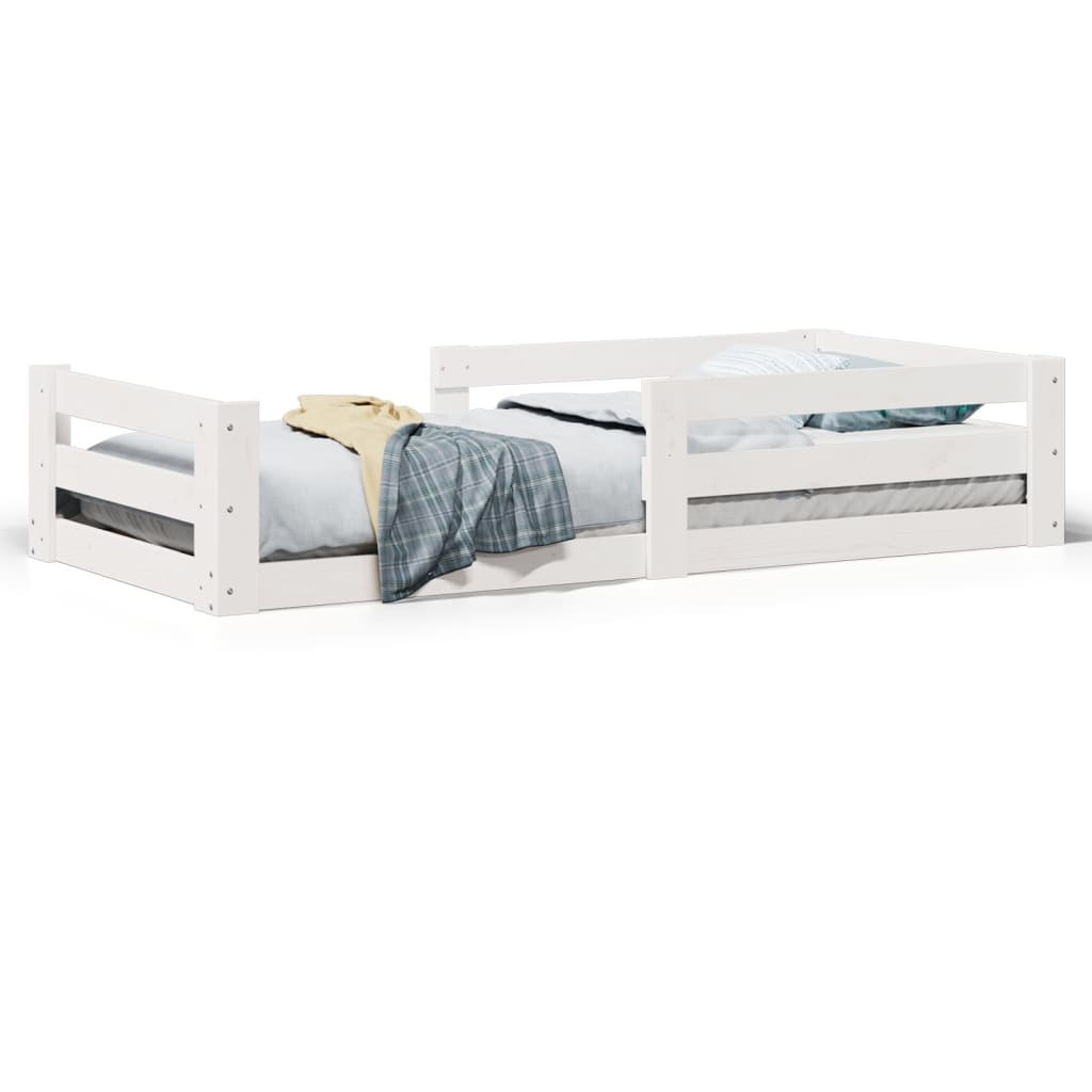 sengeramme uden madras 75x190 cm massivt fyrretræ hvid