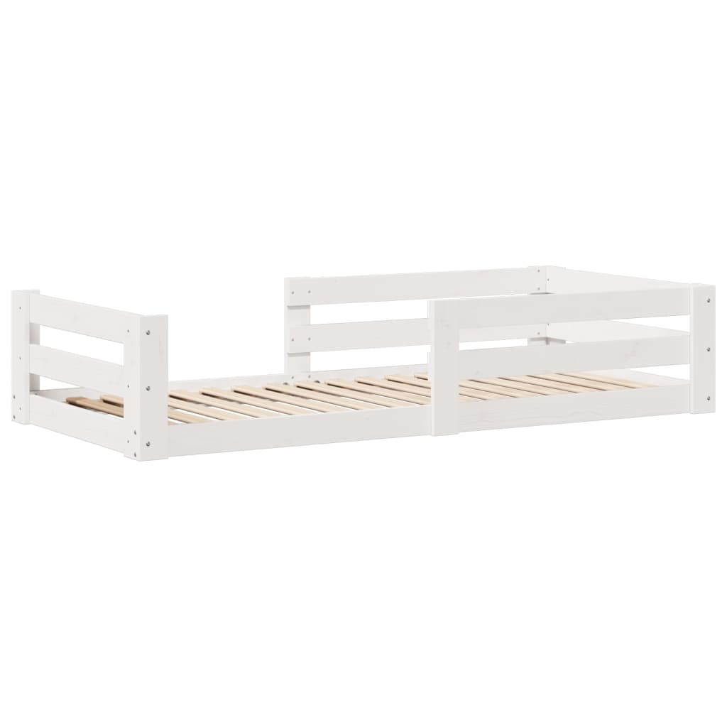 sengeramme uden madras 75x190 cm massivt fyrretræ hvid