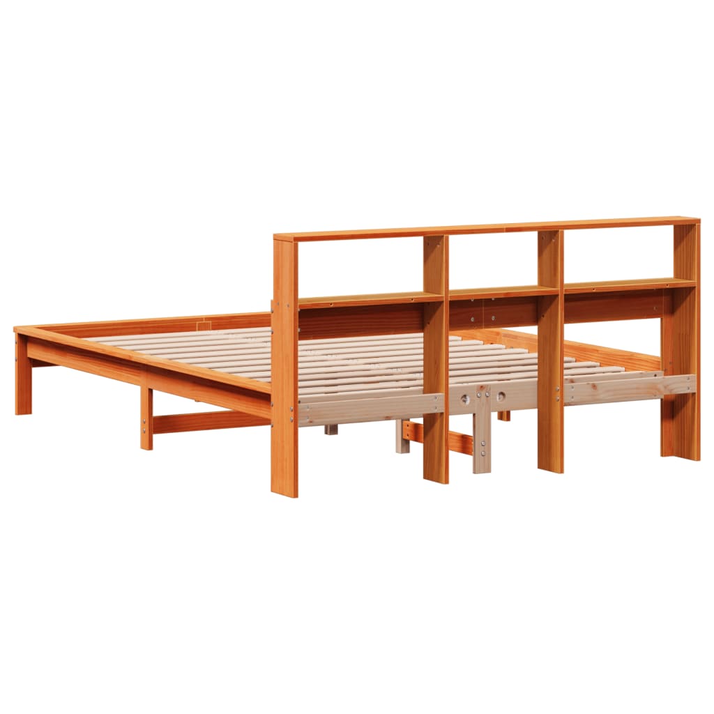 seng med reol uden madras 120x200cm massivt fyrretræ gyldenbrun