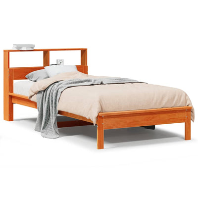 seng med reol uden madras 100x200cm massivt fyrretræ gyldenbrun