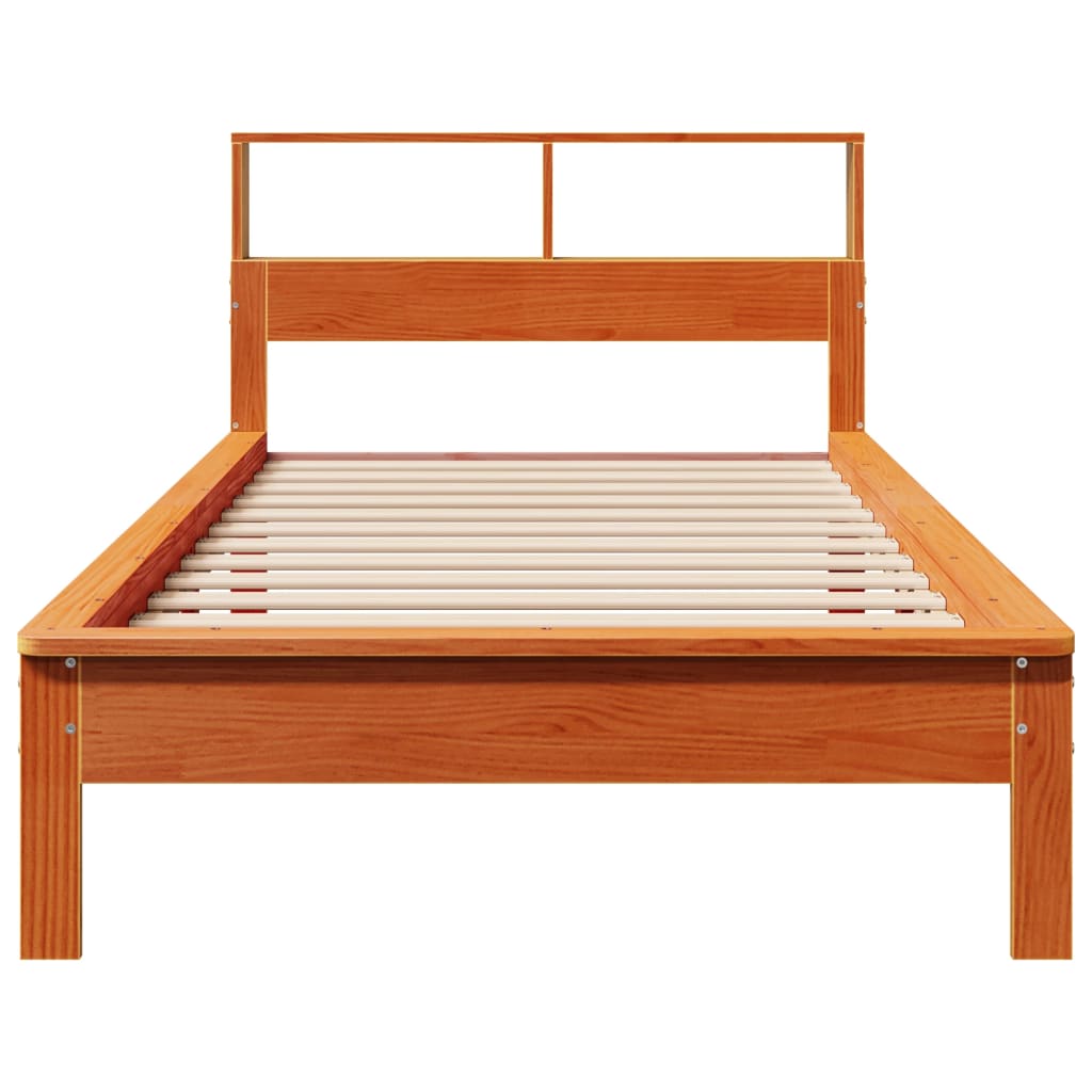 seng med reol uden madras 100x200cm massivt fyrretræ gyldenbrun