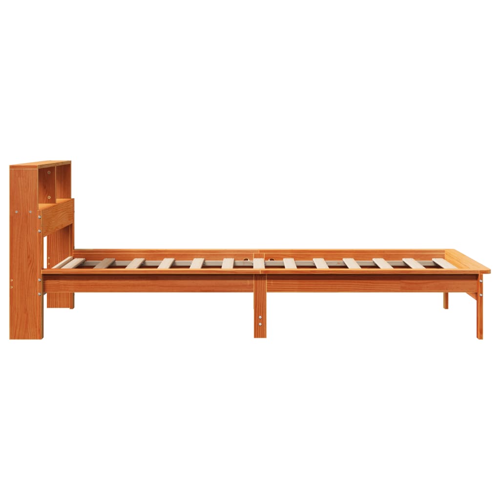 seng med reol uden madras 100x200cm massivt fyrretræ gyldenbrun