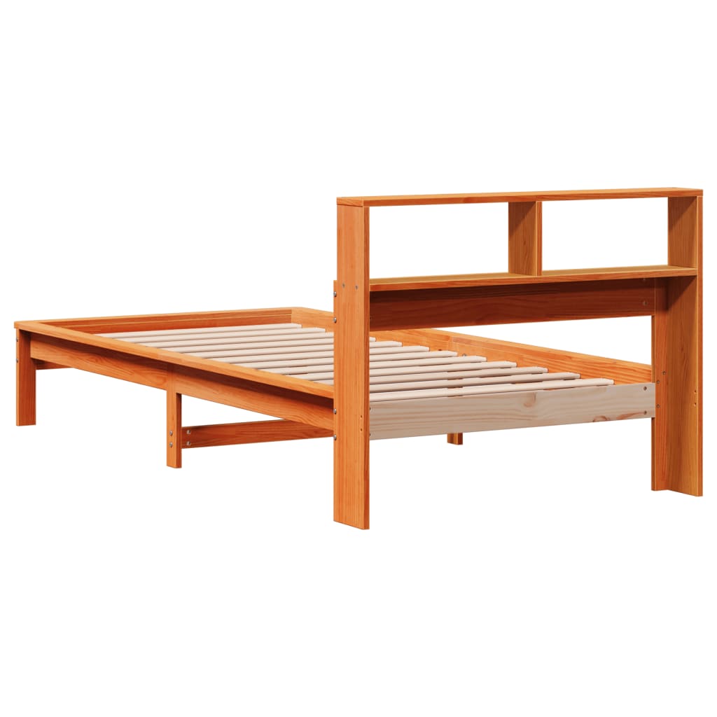 seng med reol uden madras 100x200cm massivt fyrretræ gyldenbrun