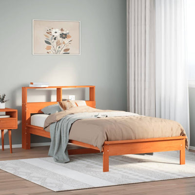 seng med reol uden madras 100x200cm massivt fyrretræ gyldenbrun