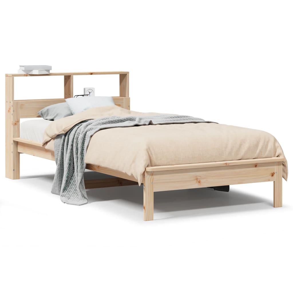 seng med reol uden madras 90x200 cm massivt fyrretræ