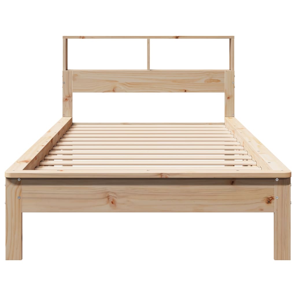 seng med reol uden madras 90x200 cm massivt fyrretræ