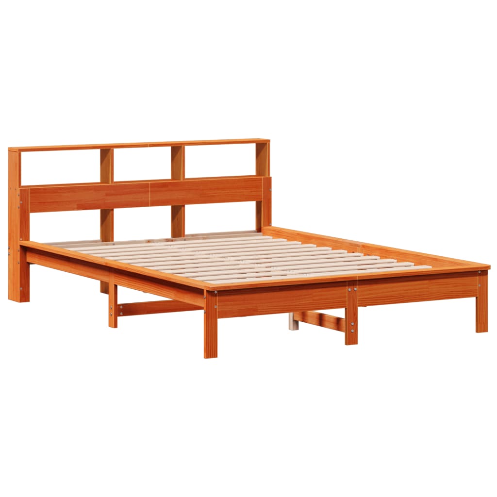 seng med reol uden madras 120x190cm massivt fyrretræ gyldenbrun
