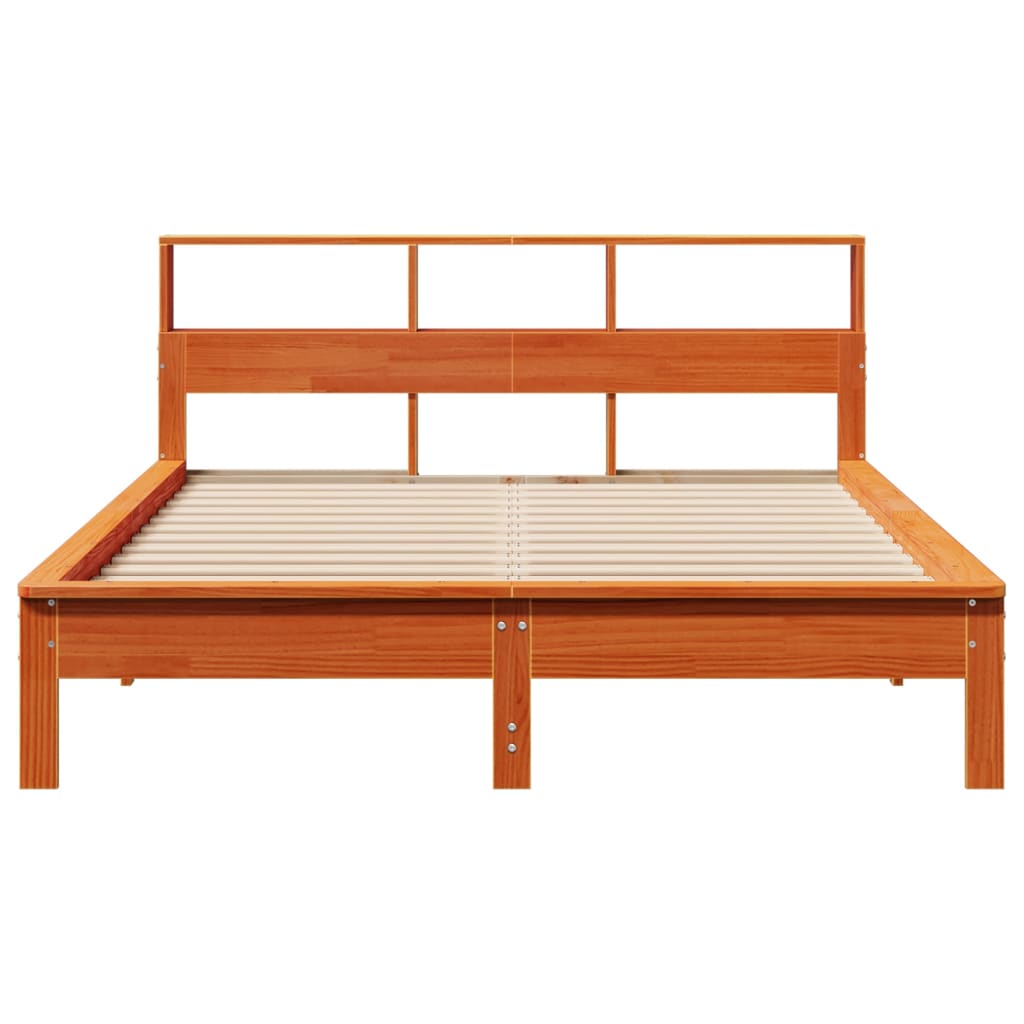 seng med reol uden madras 120x190cm massivt fyrretræ gyldenbrun