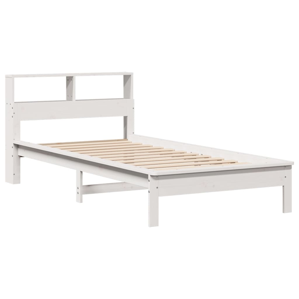 seng med reol uden madras 90x190 cm massivt fyrretræ hvid