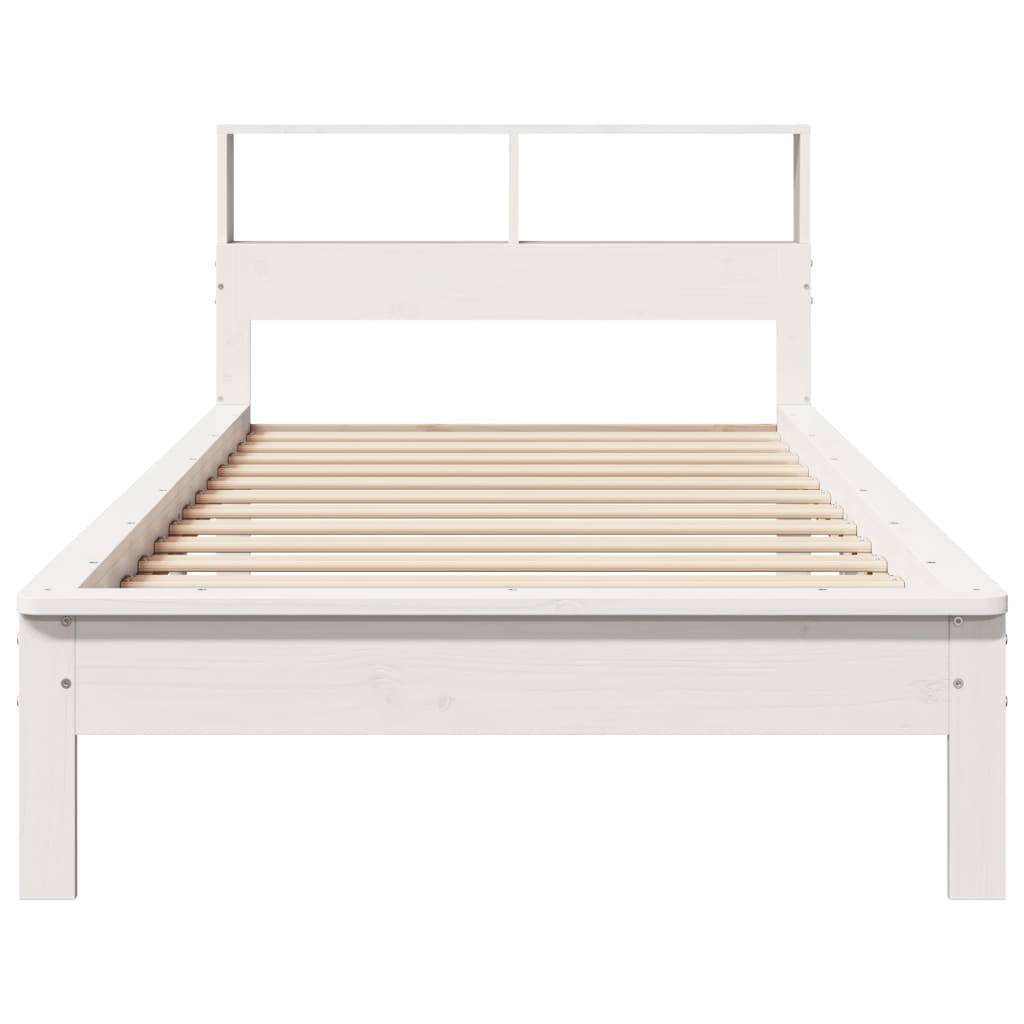 seng med reol uden madras 90x190 cm massivt fyrretræ hvid