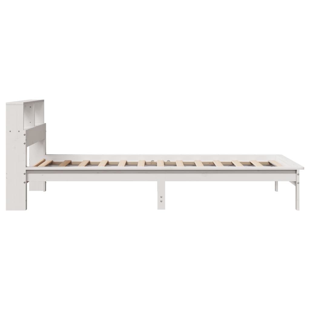 seng med reol uden madras 90x190 cm massivt fyrretræ hvid