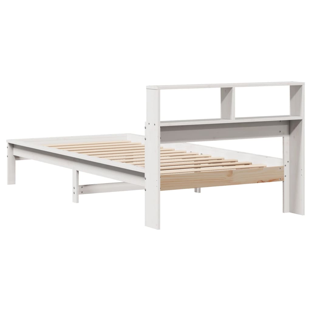 seng med reol uden madras 90x190 cm massivt fyrretræ hvid
