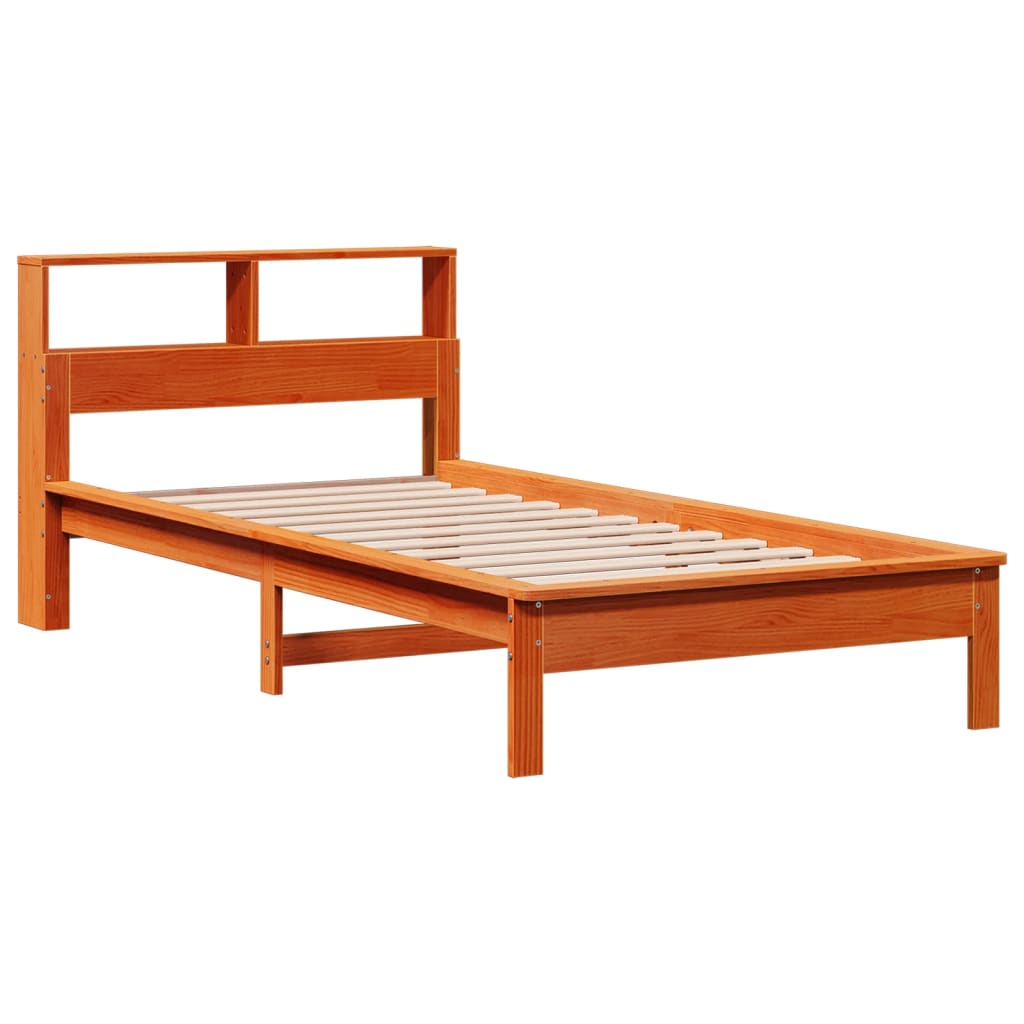 seng med reol uden madras 90x190 cm massivt fyrretræ gyldenbrun