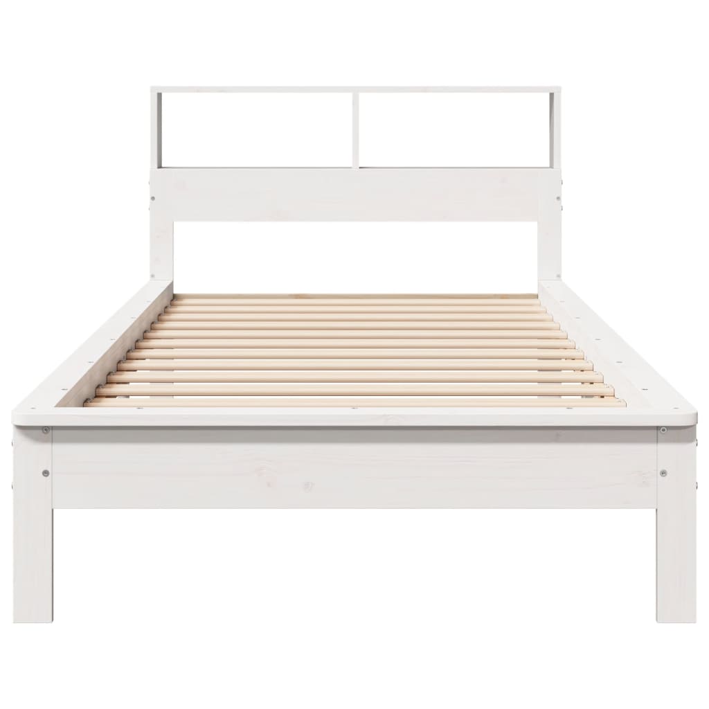 seng med reol uden madras 75x190 cm massivt fyrretræ hvid