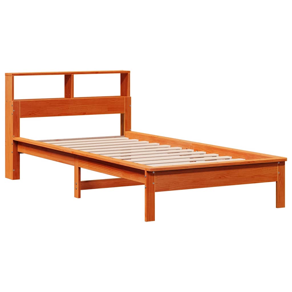 seng med reol uden madras 75x190 cm massivt fyrretræ gyldenbrun