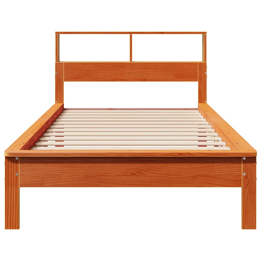 seng med reol uden madras 75x190 cm massivt fyrretræ gyldenbrun