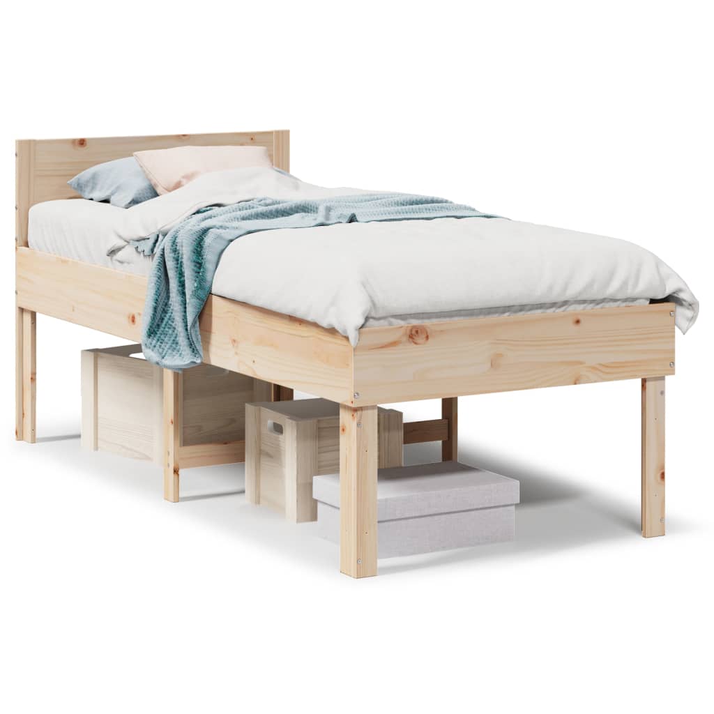 sengeramme uden madras 90x190 cm massivt fyrretræ