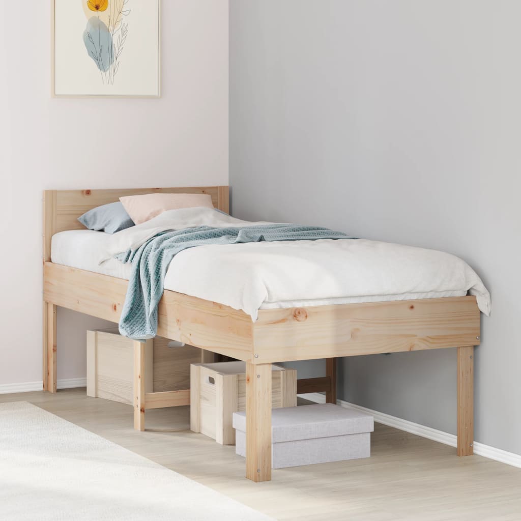 sengeramme uden madras 90x190 cm massivt fyrretræ