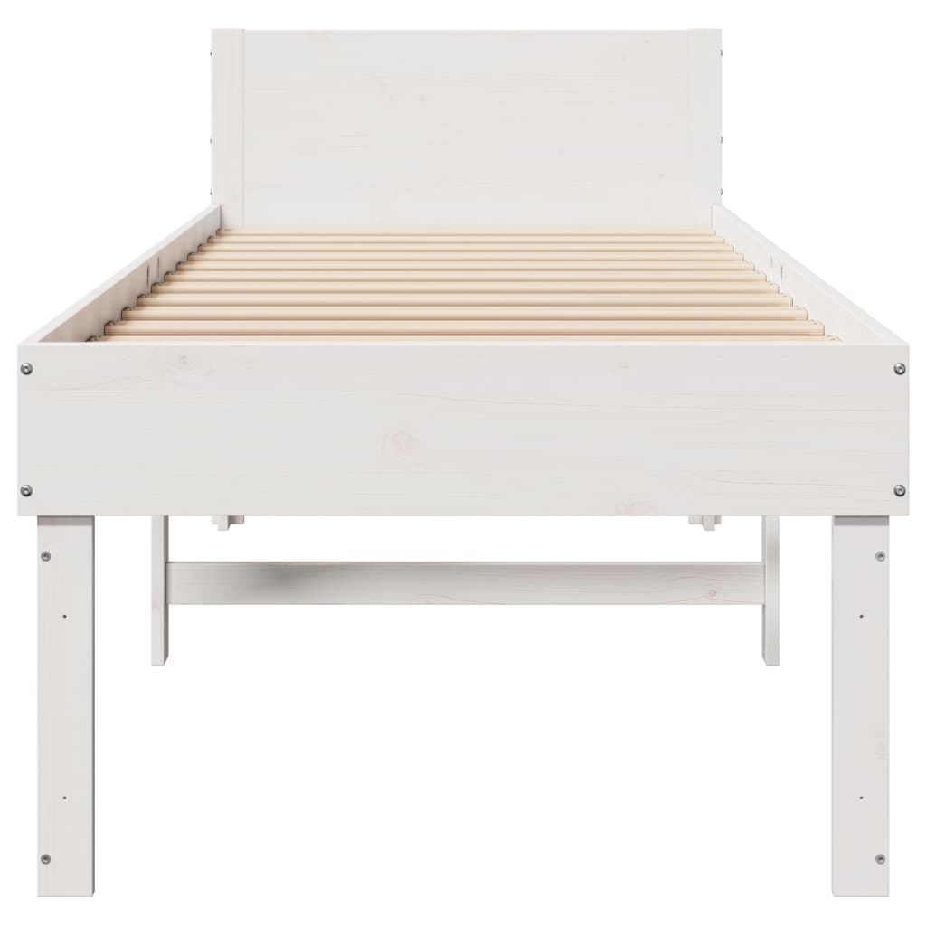 sengeramme uden madras 90x190 cm massivt fyrretræ hvid