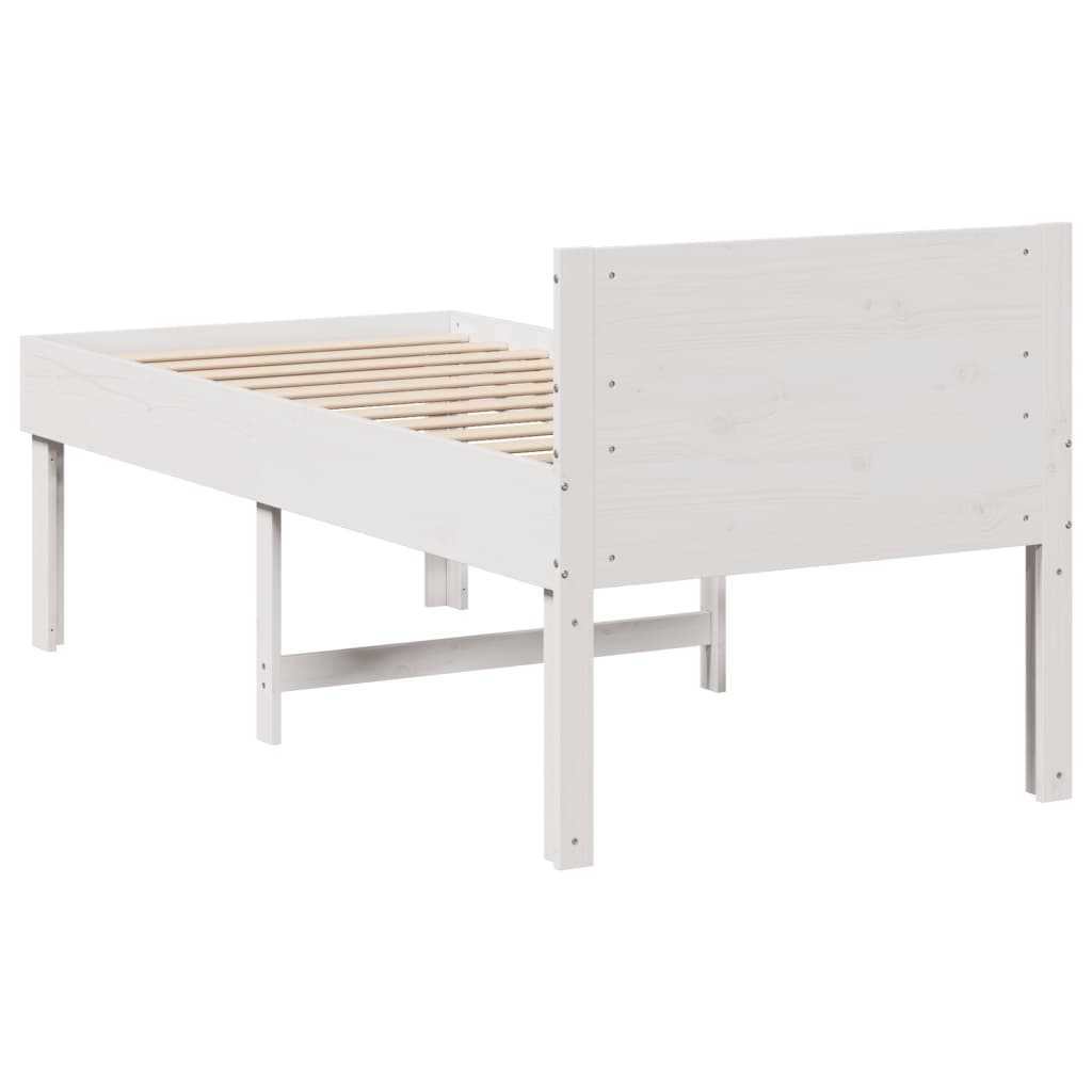 sengeramme uden madras 90x190 cm massivt fyrretræ hvid