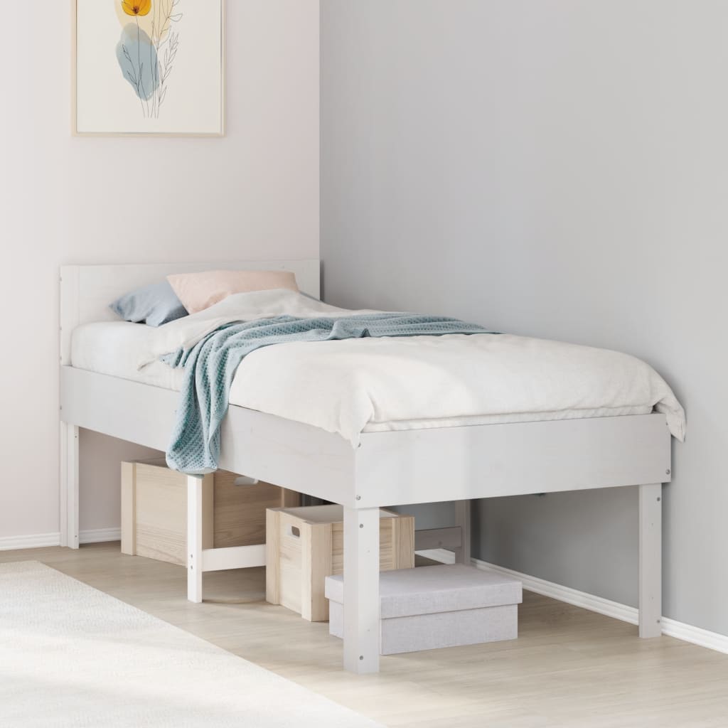 sengeramme uden madras 90x190 cm massivt fyrretræ hvid