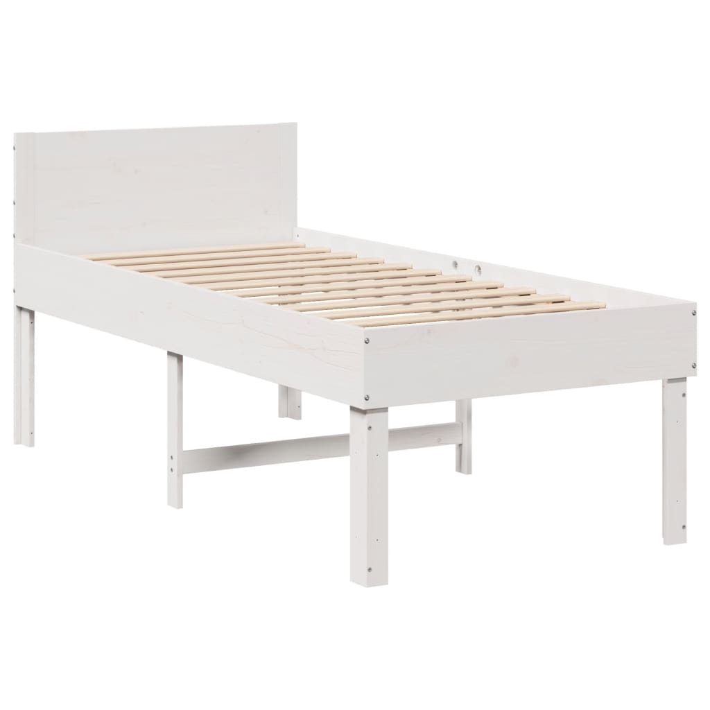 sengeramme uden madras 75x190 cm massivt fyrretræ hvid