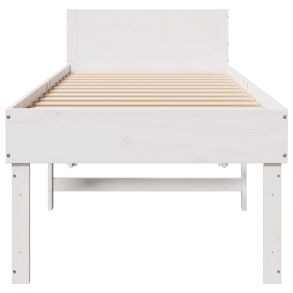 sengeramme uden madras 75x190 cm massivt fyrretræ hvid
