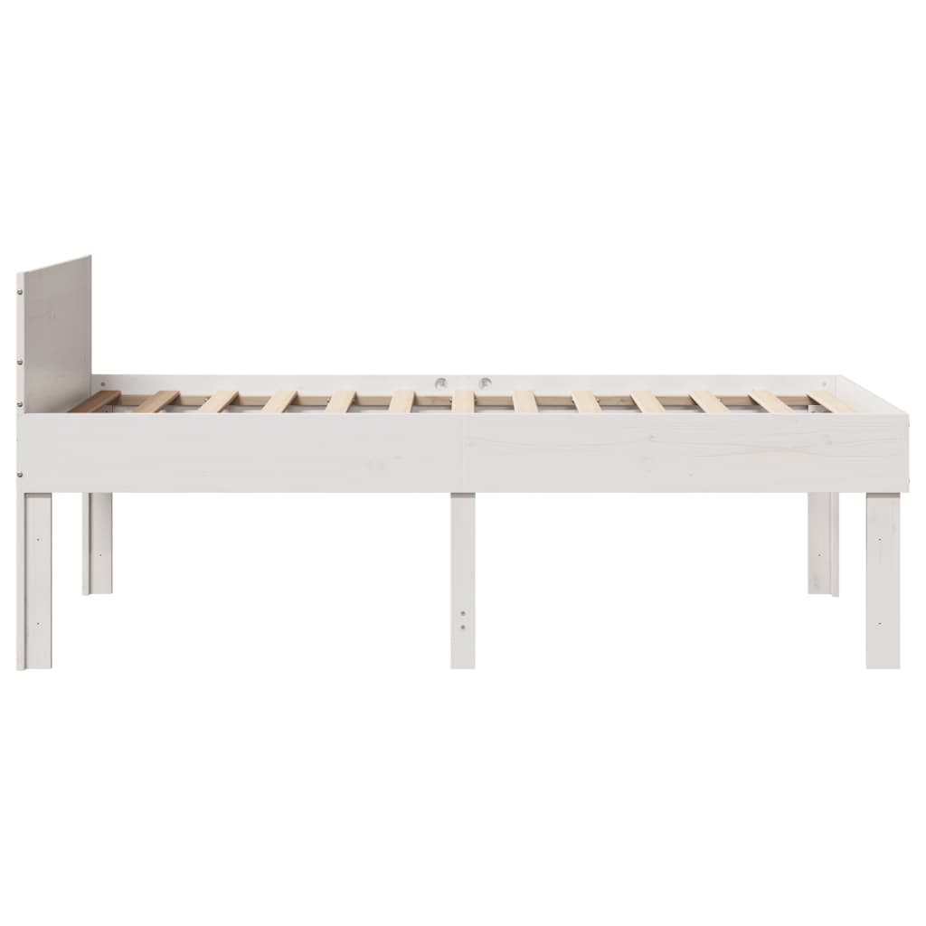 sengeramme uden madras 75x190 cm massivt fyrretræ hvid